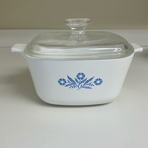 Vintage Blue Cornflower Corning Ware Square Casserole Dish P-1 3/4-B & Lid A7C